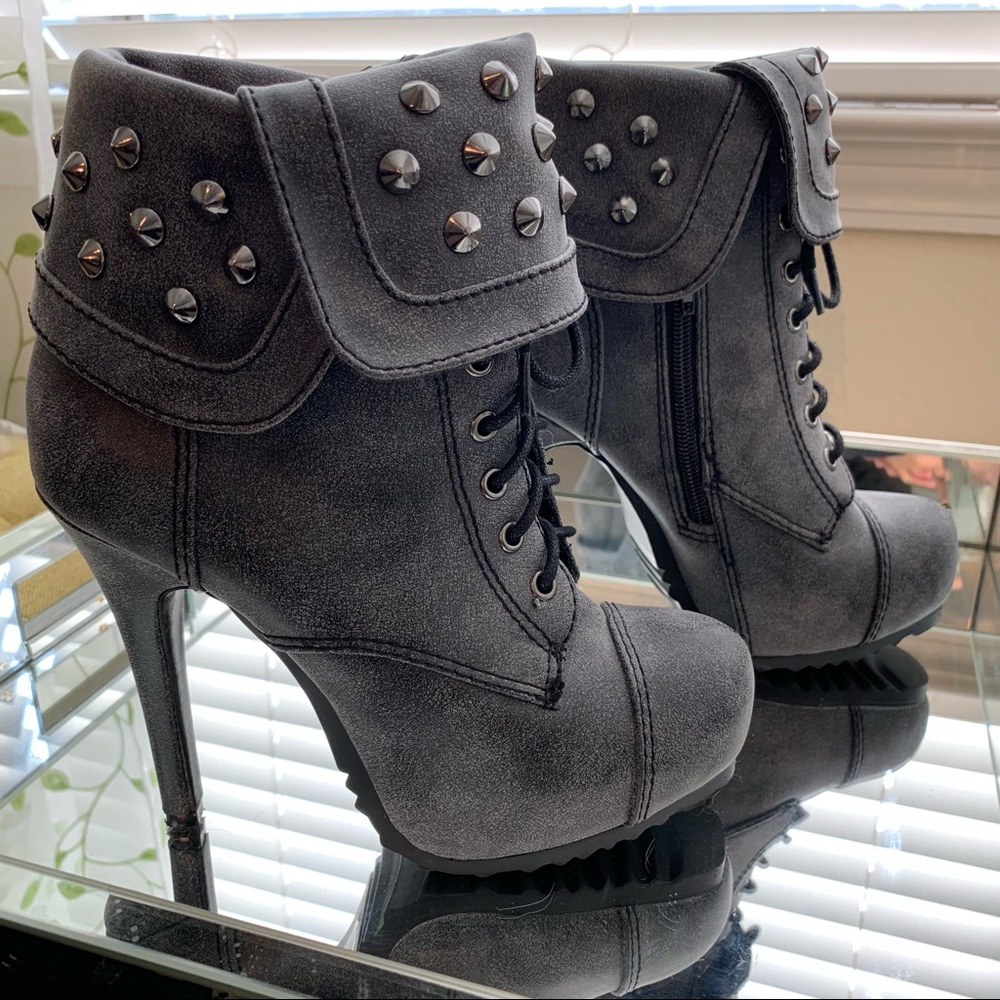 charlotte russe grey studded detailed booties
